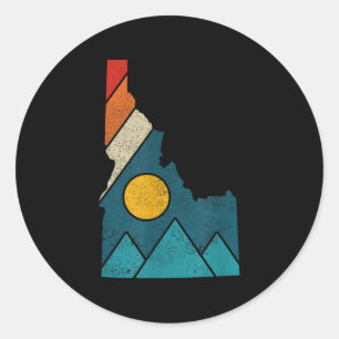 Idaho Vintage State Map Mountains Hikers Camping Classic Round Sticker