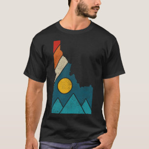 Idaho Vintage State Map Mountains Hikers Camping T-Shirt