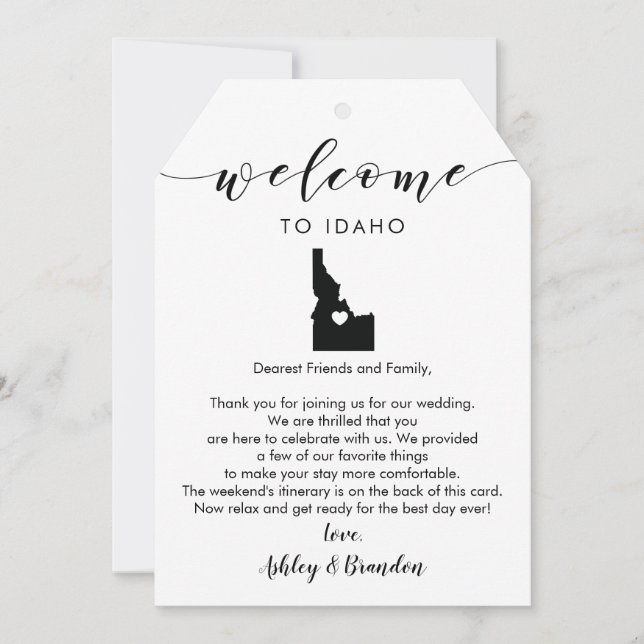 Idaho Wedding Welcome Tag, Letter Itinerary (Front)