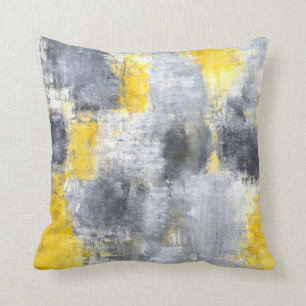 'Idea' Black and Yellow Abstract Art Pillow