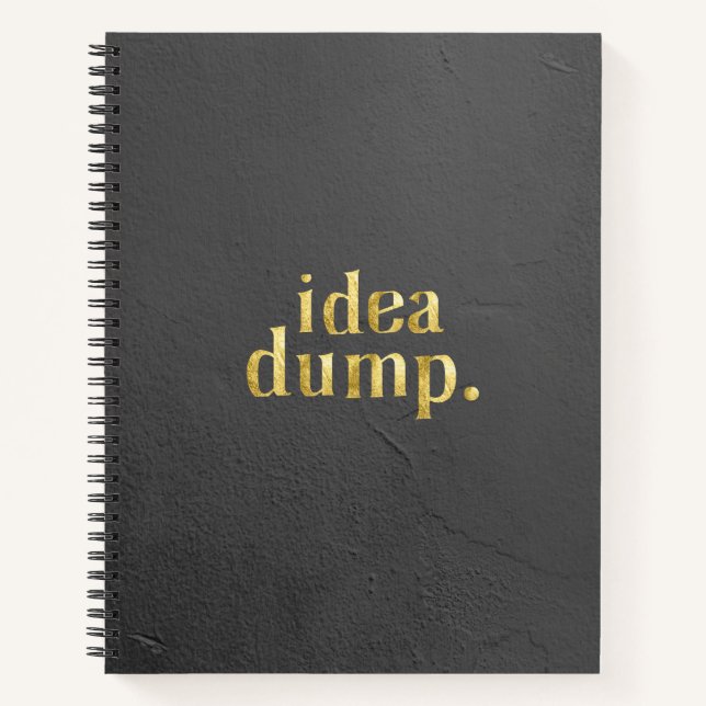 Idea Dump Black & Gold Notebook for Creatives (Front)