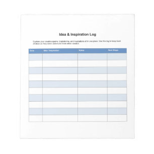 Idea Inspiration Log Notepad