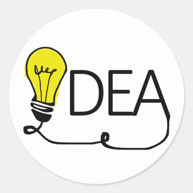 Idea Lightbulb, Light-bulb Classic Round Sticker (Front)