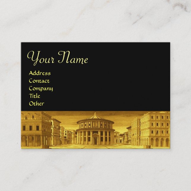 IDEAL CITY Archiectural Gold Yellow Pearl Black Business Card (Front)