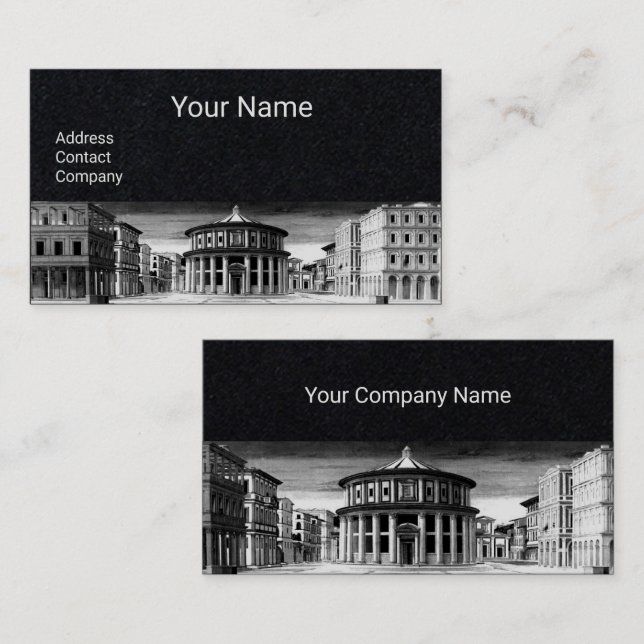IDEAL CITY,Renaissance Architecture, Black Paper Business Card (Front/Back)