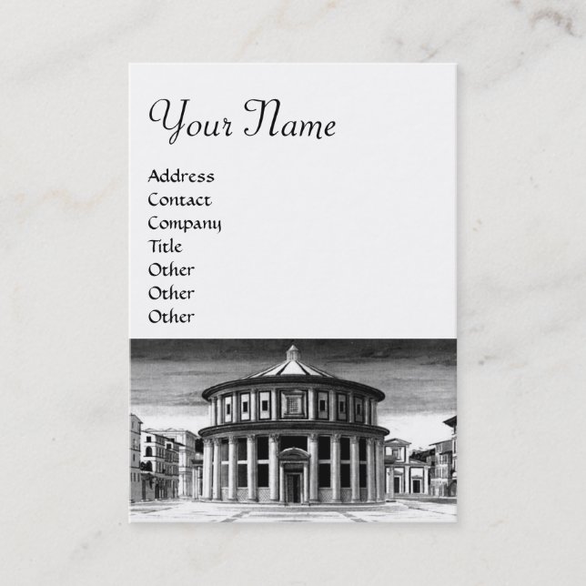 IDEAL CITY Renaissance Architecture Black White Business Card (Front)