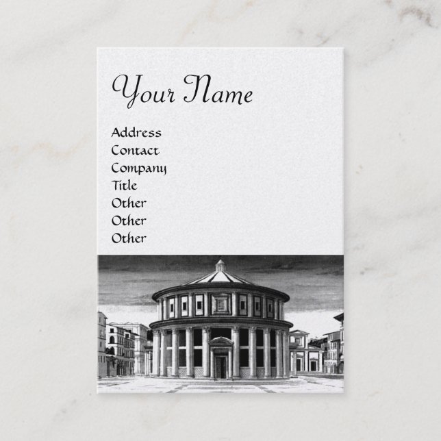 IDEAL CITY Renaissance Architecture Black White Business Card (Front)