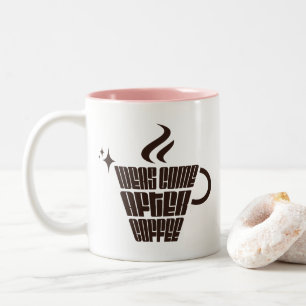 Ideas Come After Coffee – Trendy Vertical  Two-Tone Coffee Mug