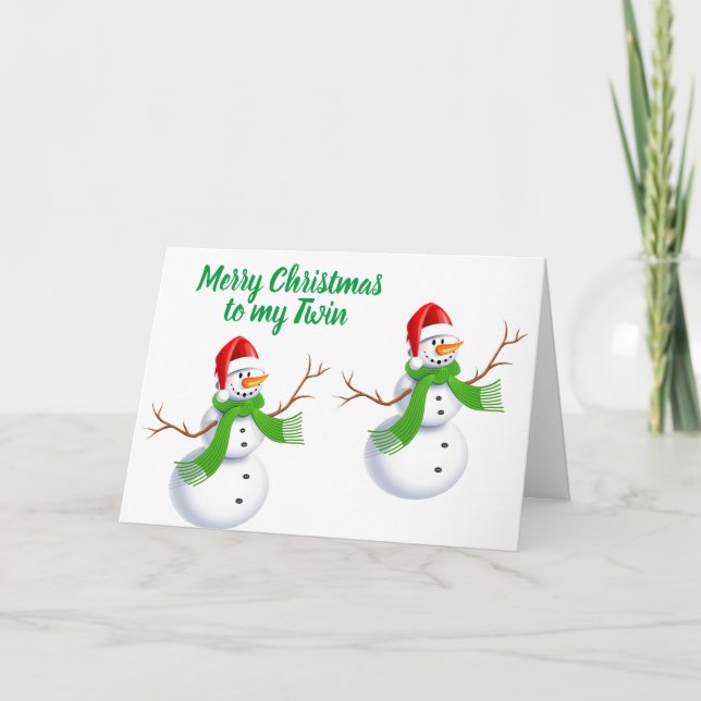 IDENTICAL SNOWMEN WISHES FOR CHRISTMAS TWIN CARD (Front)