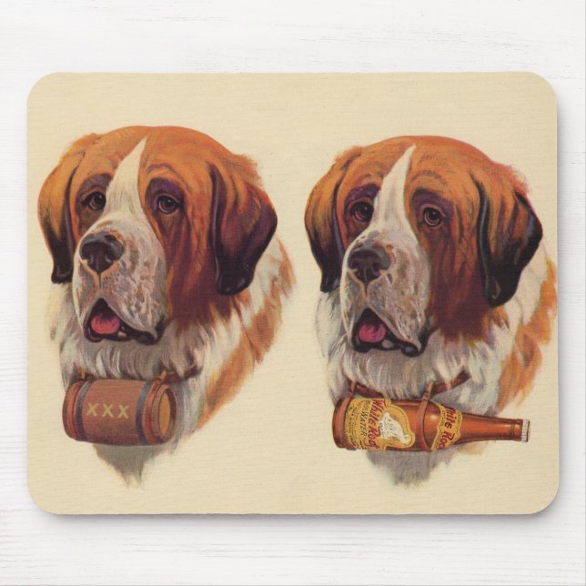 identical twin St. Bernards dogs Mouse Pad (Front)