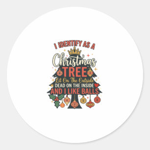 Identify As Christmas Tree Crown Balls Classic Round Sticker