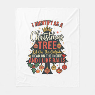 Identify As Christmas Tree Crown Balls Fleece Blanket