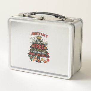 Identify As Christmas Tree Crown Balls Metal Lunch Box