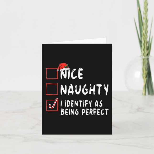 Identify As Perfect Fun Naughty Nice List Christma Card (Front)