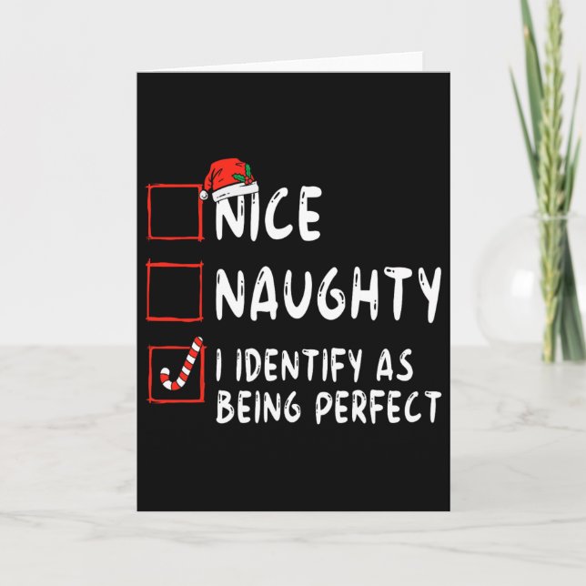 Identify As Perfect Fun Naughty Nice List Christma Card (Front)