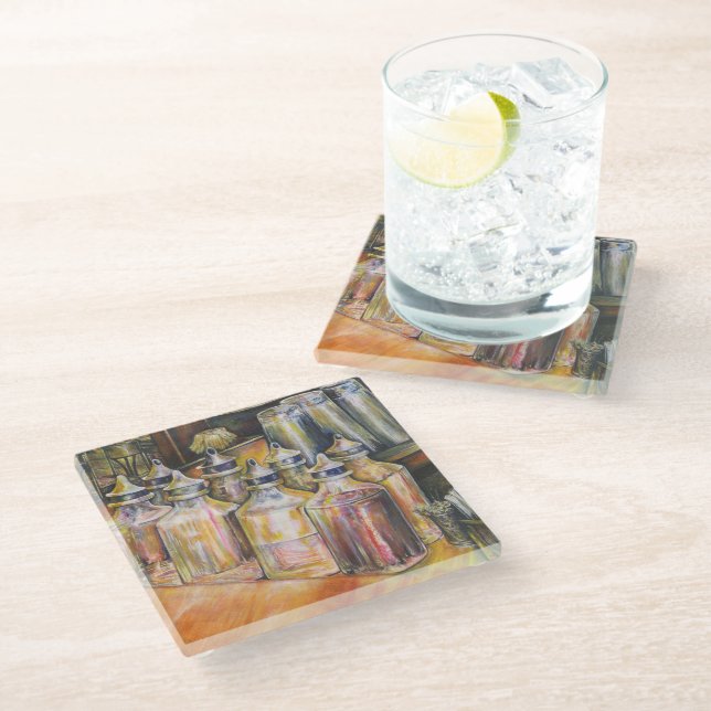 Ideography of Golden Light Glass Coaster (Angled)