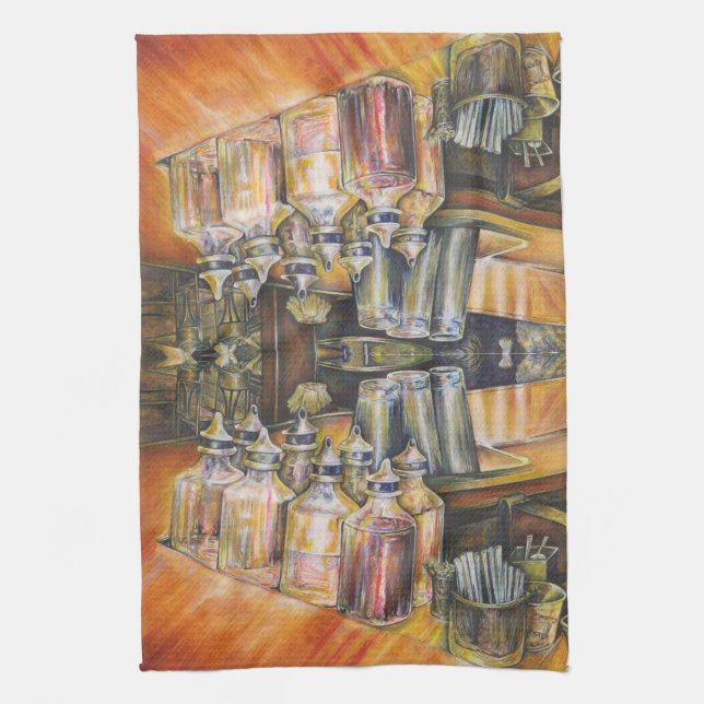 Ideography of Golden Light kitchen towel (Vertical)