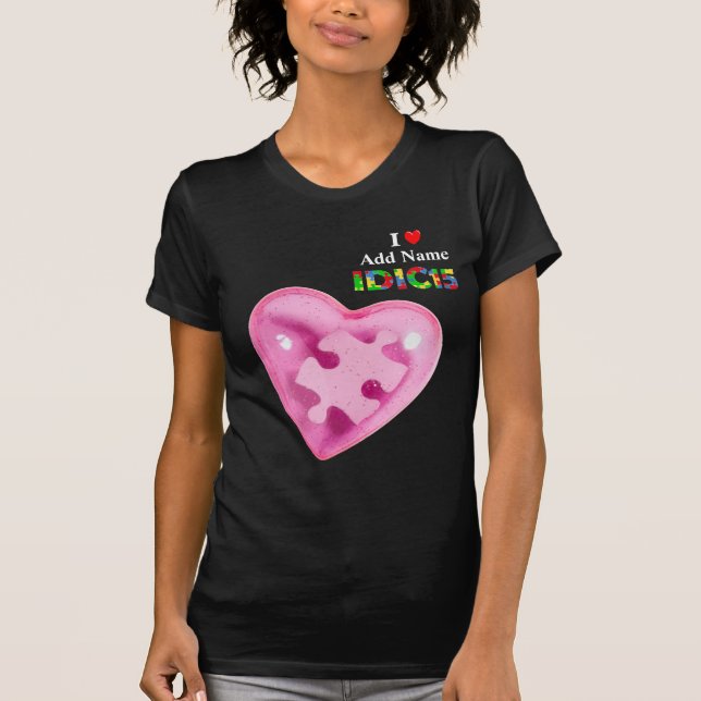IDIC15 Womens Dark Shirt Pink Heart Customise (Front)
