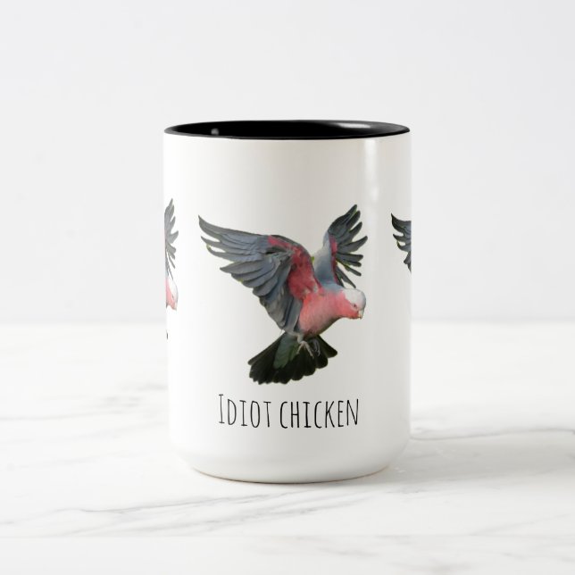 Idiot chicken Two-Tone coffee mug (Center)