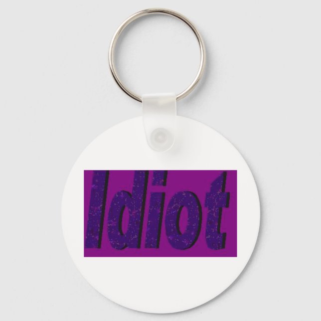 "Idiot" purple stylised design Key Ring (Front)