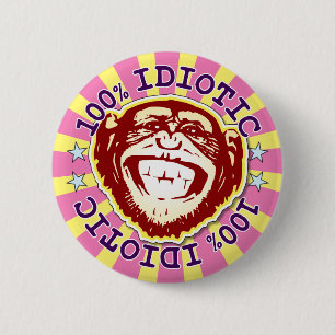 Idiotic 100% Funny Funky Monkey Badge