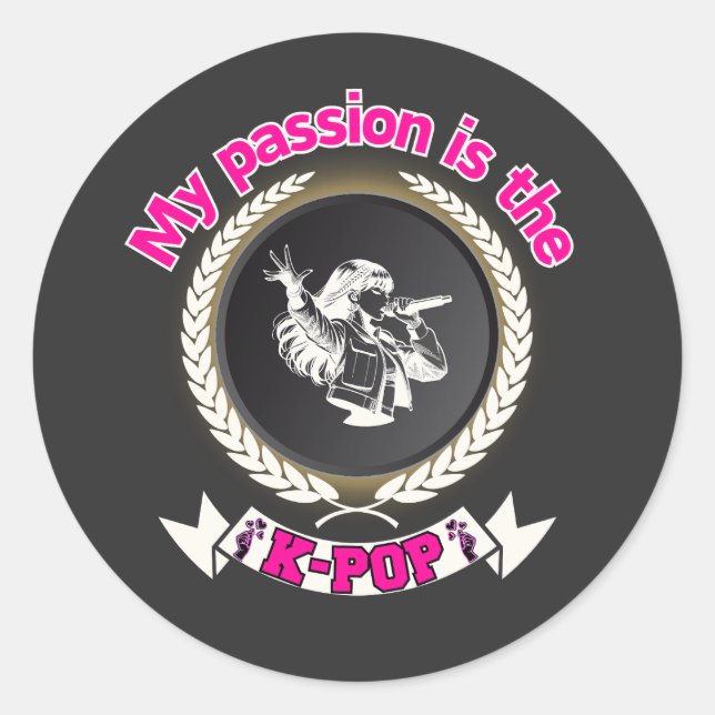 Idol Singing Passion KPop Music Fan Art Design Classic Round Sticker (Front)