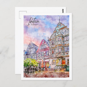 Idstein Germany Travel Place Watercolor Postcard