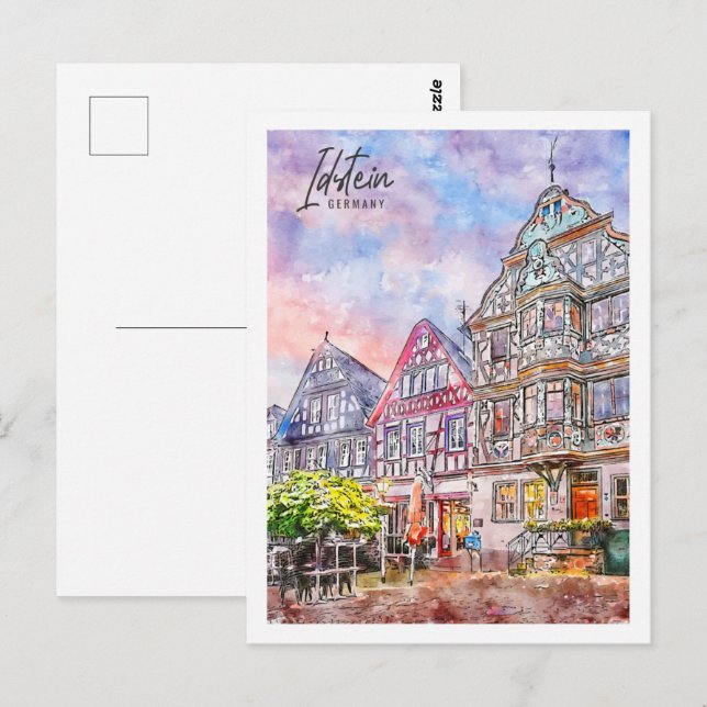 Idstein Germany Travel Place Watercolor Postcard (Front/Back)