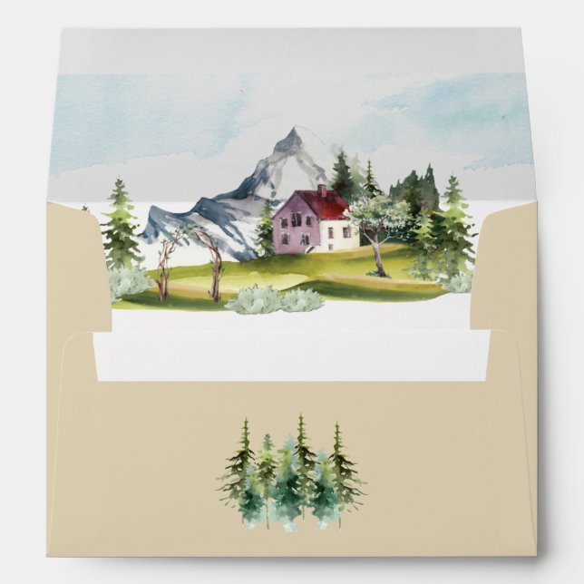 Idyllic Alps Mountain Pine Forest Return Address Envelope (Back (Bottom))