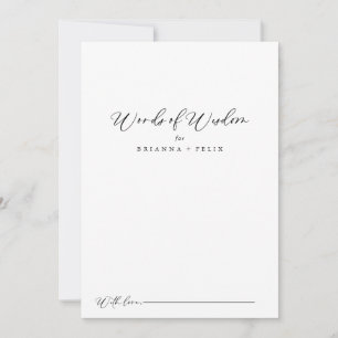 Idyllic Calligraphy Wedding Words of Wisdom  Advice Card