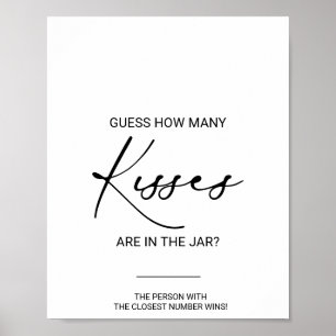 Idyllic How Many Kisses Bridal Shower Game Poster