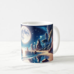 Idyllic Moonlit Beach Painting Coffee Mug