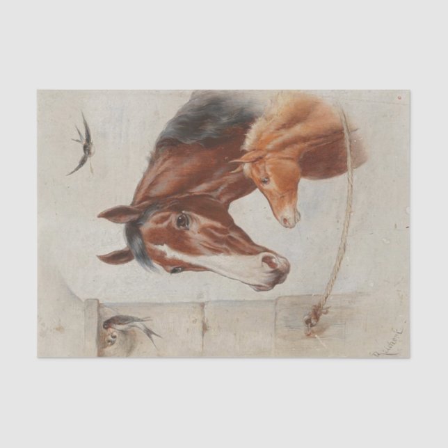 Idyllic Stable Scene by Carl Reichert Tissue Paper (Front)