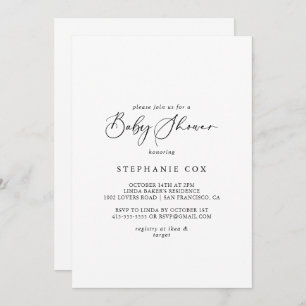 Idyllic Stylish Calligraphy Baby Shower  Invitation