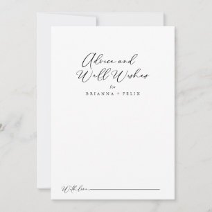 Idyllic Stylish Calligraphy Wedding Well Wishes  Advice Card