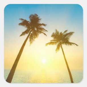 Idyllic Tropical Heaven Square Sticker