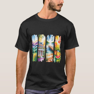 Idyllic watercolor summer landscape scenes T-Shirt