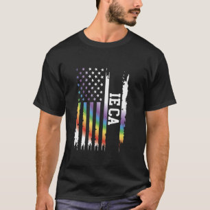 Ie Ca United States Distressed Rainbow w US Flag T-Shirt