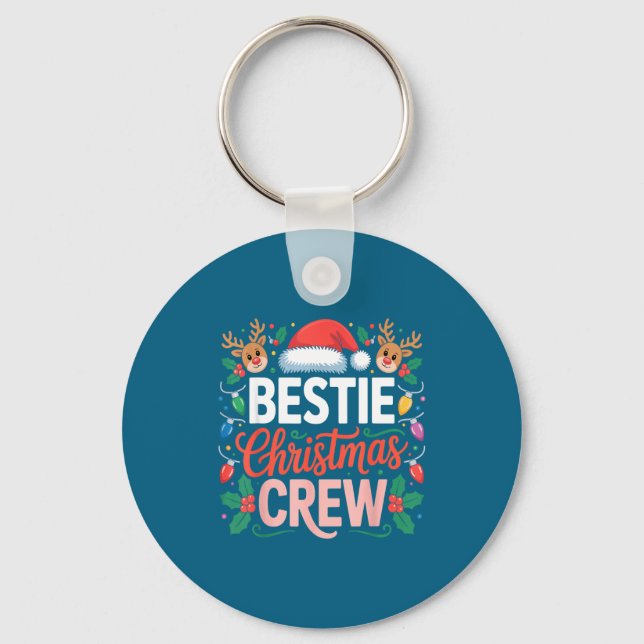 Ie Christmas Crew Santa Hat Holiday Art Matching F Key Ring (Front)