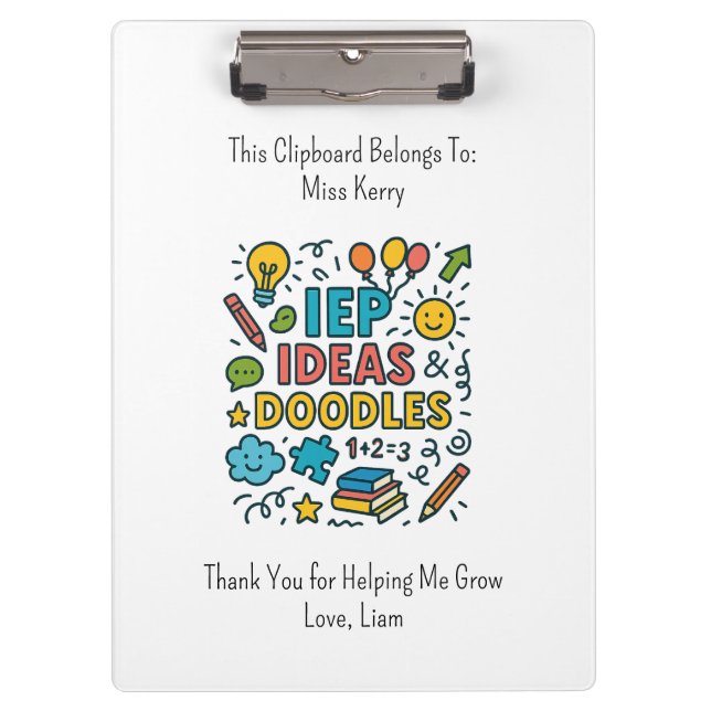 IEP Ideas, Doodles & Snacks | Inclusion Clipboard (Front)