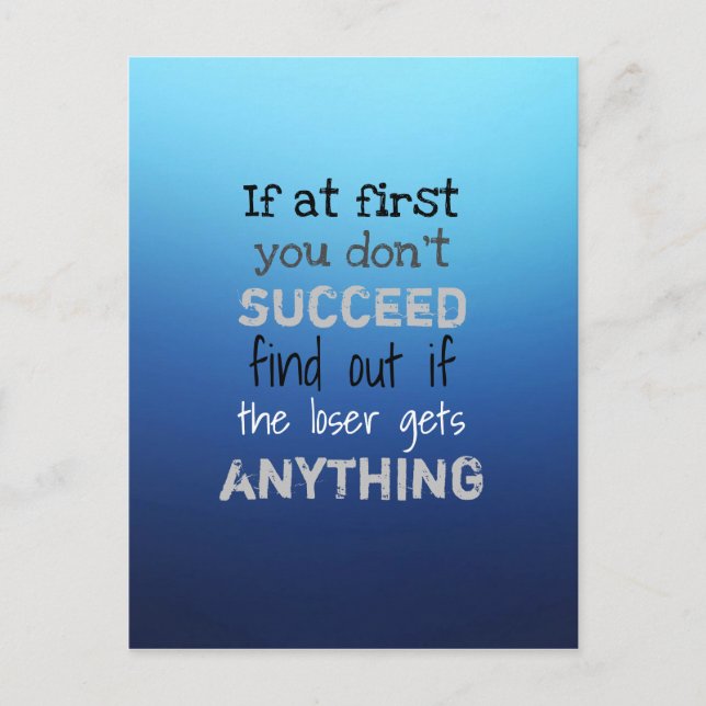 If at first you don't succeed funny postcard (Front)