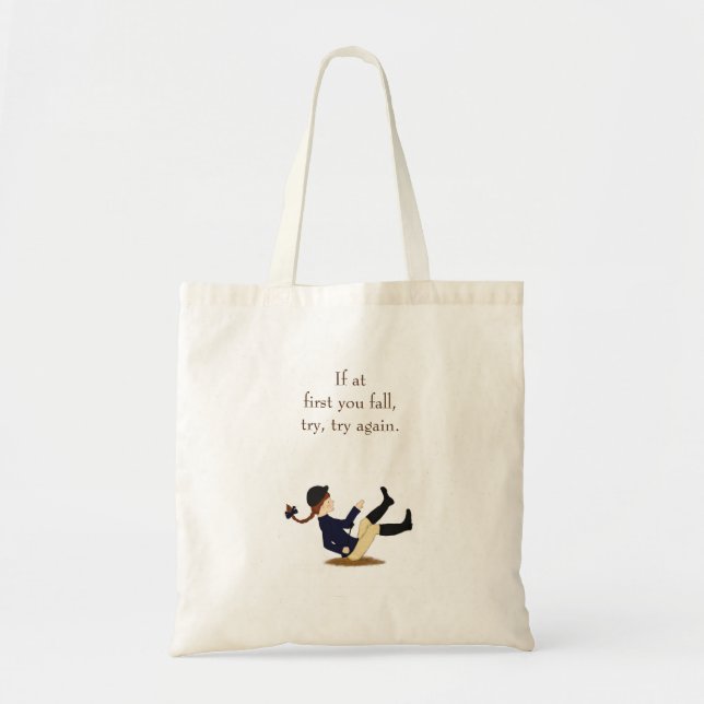 "If at first you fall, try, try again." Equestrian Tote Bag (Front)