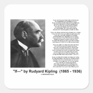 If- by Rudyard Kipling Motivational Advice Poem Square Sticker
