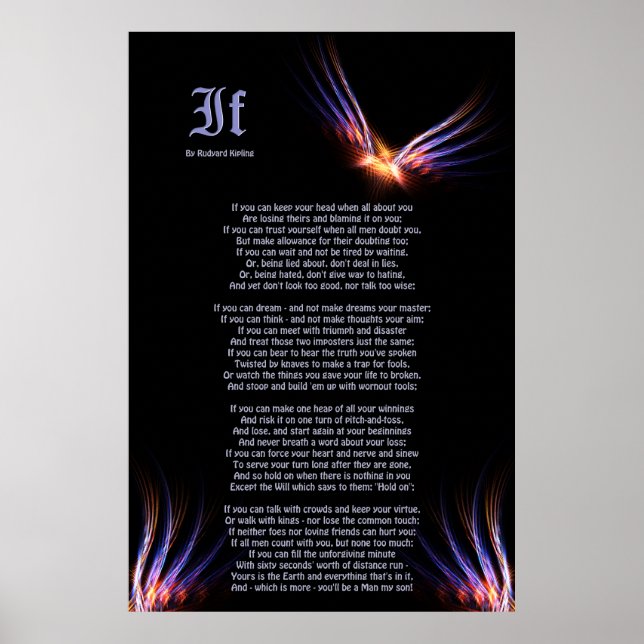 If by Rudyard Kipling with Phoenix Firebird Print (Front)
