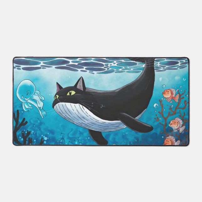  if cat can stay in ocean XD Desk Mat (Front)