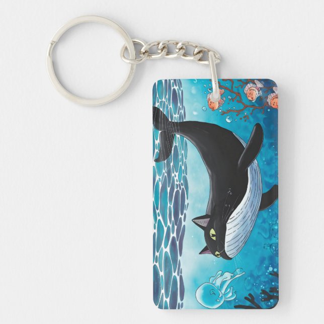 if cat can stay in ocean XD Key Ring (Front)