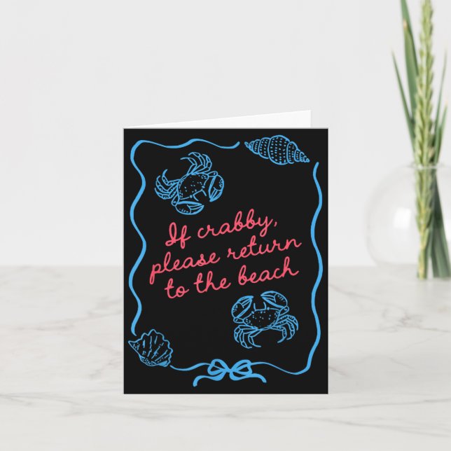 If Crabby Please Return To Beach Coquette Bow Card (Front)