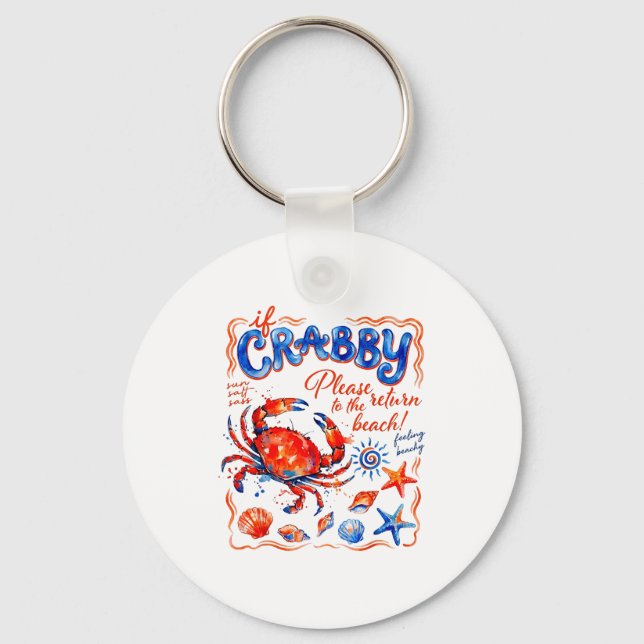 If crabby please return to the beach  key ring (Front)