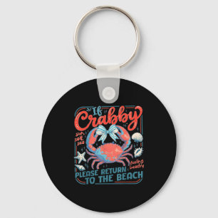 If crabby return to beach funny summer break  key ring