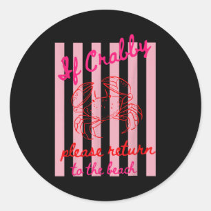 If crabby return to the beach summer vacation crab classic round sticker